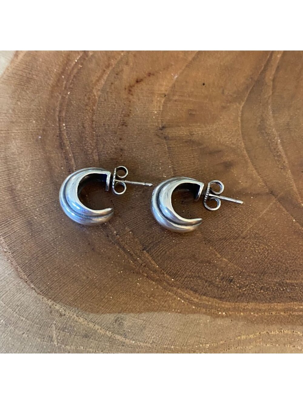 RETIRED James Avery Trio Beveled Ear Post Earring, Sterling Silver